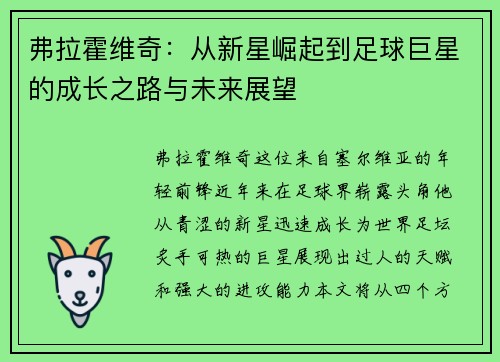 弗拉霍维奇：从新星崛起到足球巨星的成长之路与未来展望